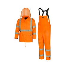 High Visibility Rain Gear Safety Jacket and Bib Pants   Hi Vis, Waterproof, R...