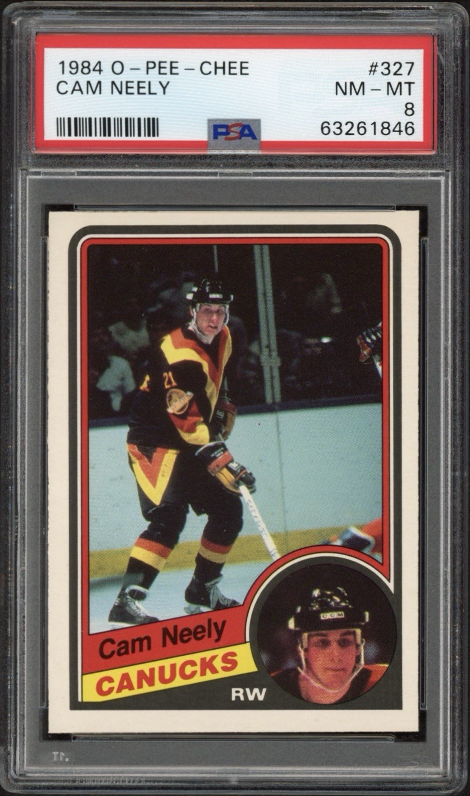 1984 O-Pee-Chee Cam Neely Rookie RC #327 PSA 8 NM-MT HOF Vancouver Canucks