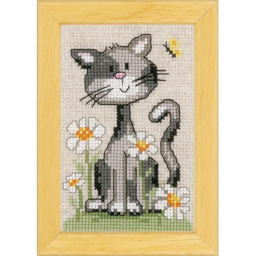 Vervaco Counted Cross Stitch Miniatures Kit - Cats & Flowers Set of 3 - Picture 2 of 4