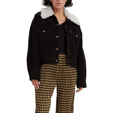 Levi's Women's the Sherpa Baby Baggy Trucker Jacket - Black Agate Size M