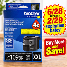 Brother LC109BK XXL Ultra High Yield Black Ink Cartridge 2400 Page EXP 2028/2029