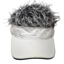 Flair Hair Strapback Sun Visor Hat Fake Hair White One Size Outdoor