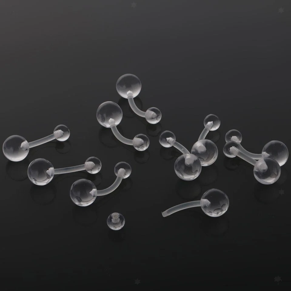 10 Pezzi Trasparente Acrilico Ombelico Tasto Pancia Anello Anello Bar Body - Immagine 2 di 4