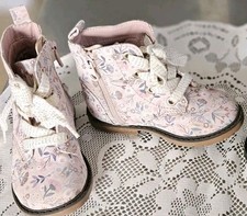 Cat  Jack Toddler Girl Muted Pink Floral Combat Boots Lace Up Side Zip Size 8