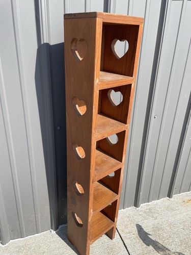 Cute Vintage Wood Standing Heart Shelf Stand Display NLH