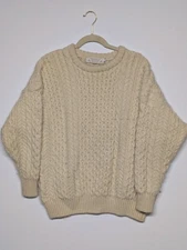 Vintage Highland Home Industries Sweater XL Mens Beige Fisherman Knit Scotland