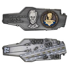 3″ USS Abraham Lincoln CVN-72 Carrier Shape Challenge Coin New Collectible