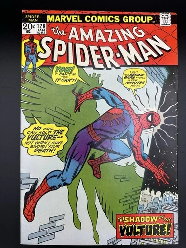 Amazing Spider-Man #128 (1974) VF+ 8.5 | Red Vulture App | Clifton Shallot