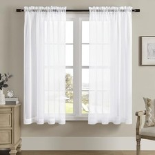 Window Curtains Sheer Curtains 72 Inches Long 2 52"W x 72"L Pack of 2 White