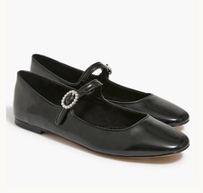 J.CREW Women's Black Leather Mary Jane Flats Square Toe Buckle Strap 9
