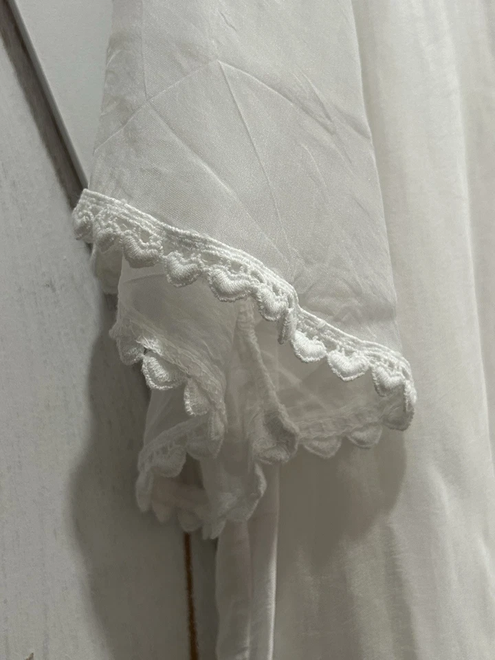 Maxi Boda Retro Marfil Pradera Mezcla Seda Encaje Transparente De Colección Hecho en Italia Foto 4 de 4