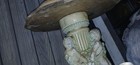 Cherub Angel Pedestal Stand Round Top Beige/Green Concrete Stone — photo 3