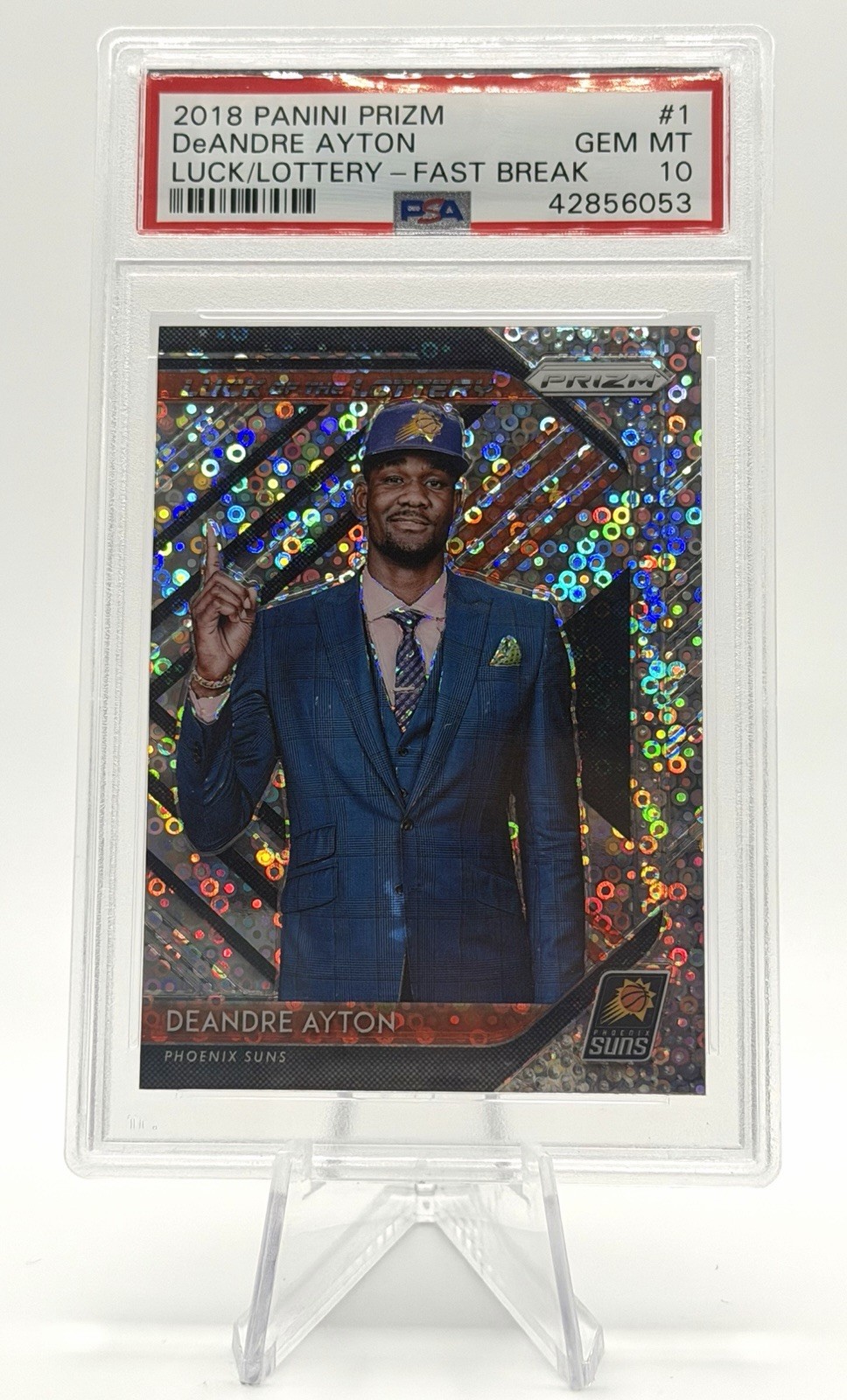 PSA 10 2018 Deandre Ayton Panini Prizm Luck Of The Lottery Hyper #1 Rookie RC