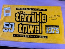 Pittsburgh Steelers Terrible Towel 50th Anniversary Autographed Jon Kolb #55