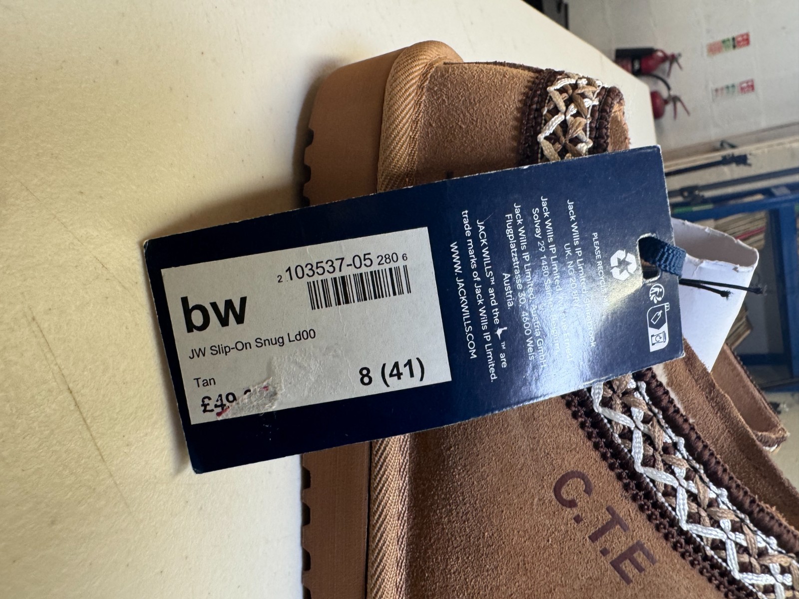 Jack Wills Womens Slip On Snug Shoes Slippers Beige Size UK 8 /41 New RRP £54.99 image 6