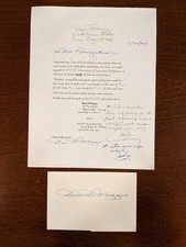 Lot of 2 Dom DiMaggio SIGNED Autographed Index Card & Initialed Note MLB Boston