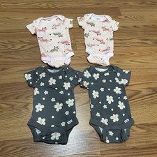 Gerber s Girls Sz Newborn Bodysuits Floral Animal Print Twin Grils Set