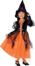 Pretty Witch Wicked Black Orange Cute Fancy Dress Up Halloween Child Costume
