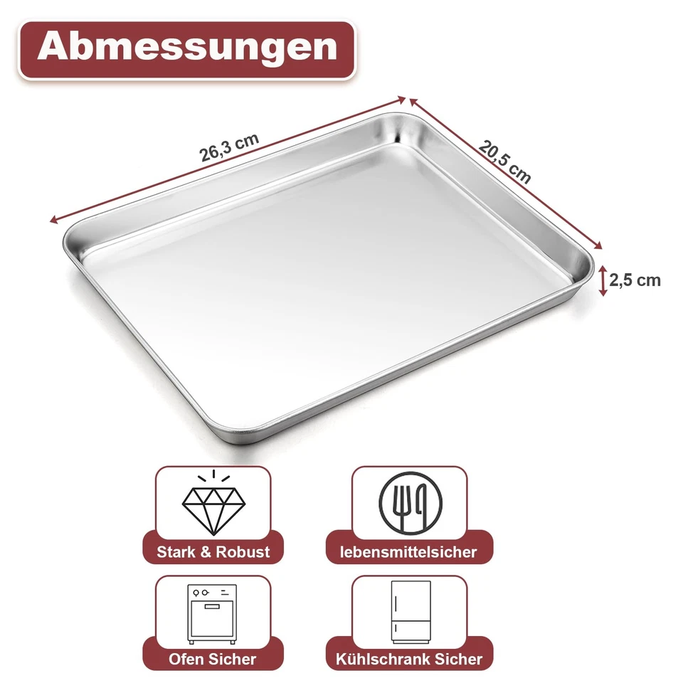 Backblech Edelstahl Rechteckiges Backform Kuchenblech Kleines Mini-Ofenschale... - Bild 2 von 4