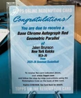 JALEN BRUNSON 2025-26 Bowman Chrome #BCA-JU RED Geometric Base Auto SP /5 Knicks