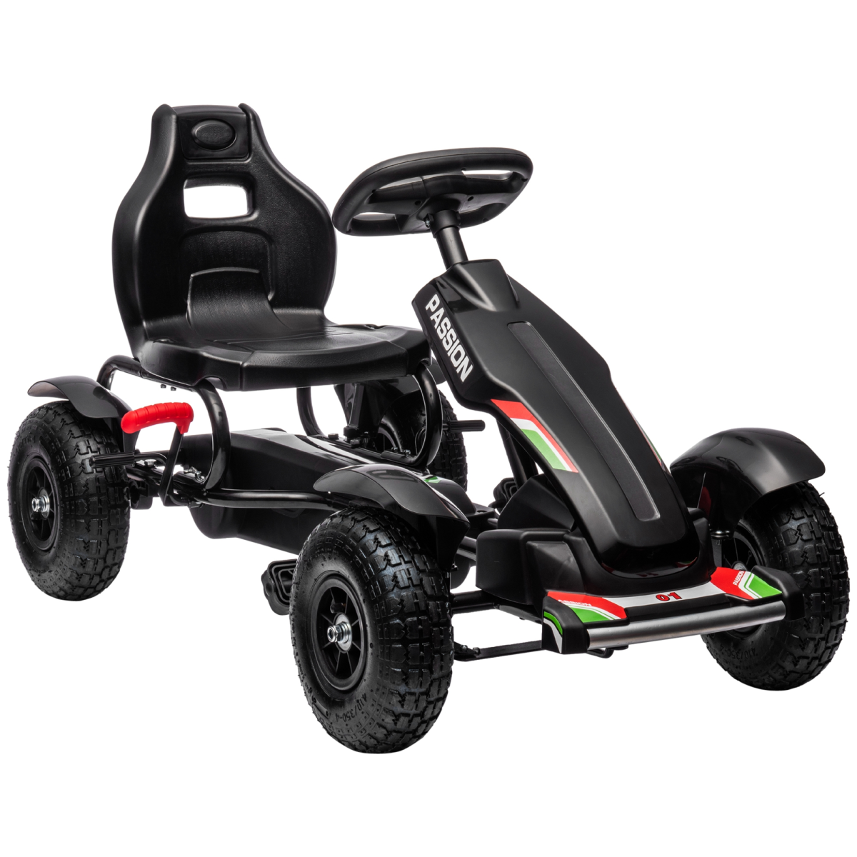 HOMCOM Children Pedal Go Kart with Adjustable Seat, Inflatable Tyres - Black