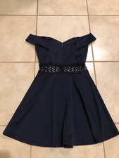 Crystal Doll Size 9 Navy Blue Sleeveless Lace Waisted Fit Flair Dress EUC