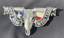 "Don't Mess With Texas" Belt Buckle Bull Horns Flag Skull - Solid Pewter 4498