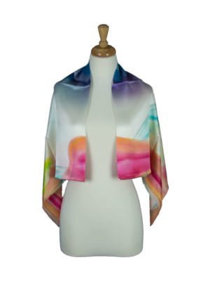 Pastel Water Mulberry Satin Silk Stole Women Square Scarf