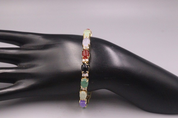 Alternate view of Bracelet Natural Jade Gold-plated Color Jade Bracelet 7.2''l Best Gift