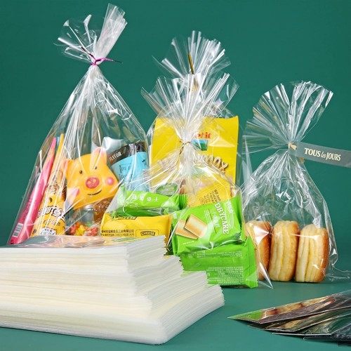 100 Pcs Premium 20"x30" Clear Cello Treat Bags with Colorful Twist Ties - 第 8/10 張圖片