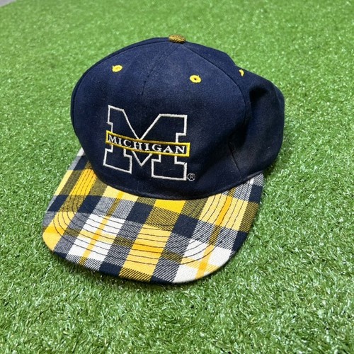 Michigan Wolverines 90s Vintage Snapback Rare Plaid Bill Embroidered College - Picture 2 of 7