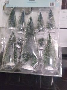 Christmas Village Collection  Pine Tree Assorted Sizes 9 trees