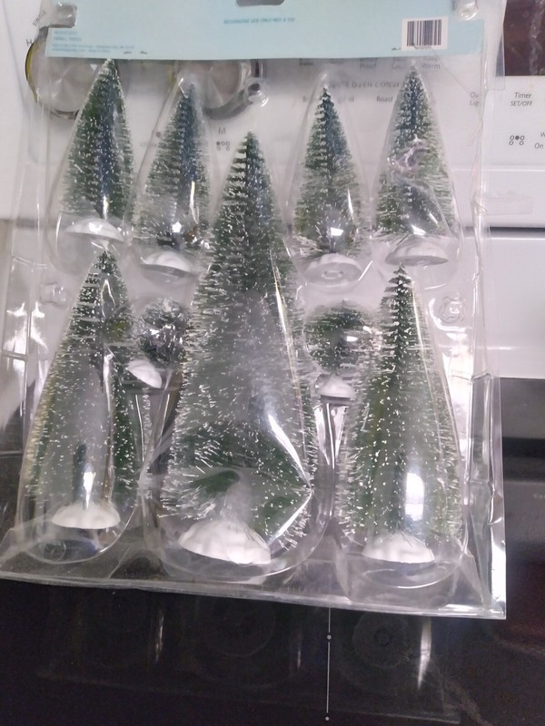 Christmas Village Collection  Pine Tree Assorted Sizes 9 trees