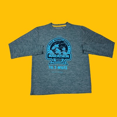 Run Disney Mens Medium Blue Long Sleeve 2019 Walt Disney World Marathon T  Shirt