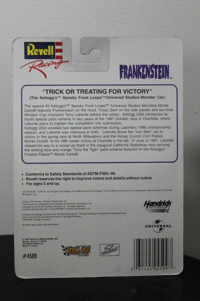 FRANKENSTEIN KELLOGG'S FROOT LOOPS CAR Revell Racing Universal Monsters 1997 NEW - Image 3 of 3