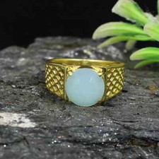 Beautiful Aqua Chalcedony Gemstone Handmade 925 Sterling Silver Ring Jewelry