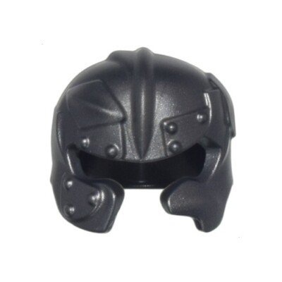 LEGO - Minifig, Helmet - Rounded w/ Rivets, Plates, & Damaged Cheek Protection