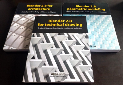 3x Buch Blender for architecture, for technical drawing, parametric modelling