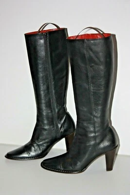MOSQUITOS Bottes Cuir Lisse Noir Doublées Cuir Talons Hauts T 37.5 TBE - Photo 1/4