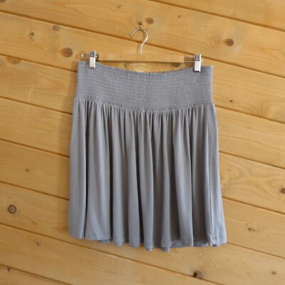 H&M Gray Army Olive Green Waistband Mini Jersey Stretchy Skirt M