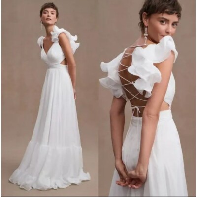 mac duggal indy chiffon dress Mac Duggal Indy A-Line Ruffled Back-Lace Chiffon Gown