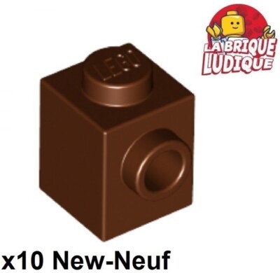 Lego 10x Brique Brick Modified 1x1 stud 1 side marron/reddish brown ...