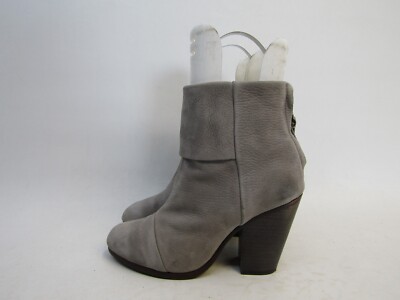 RAG & BONE Womens Sz 36.5 EUR Distress Grau Suede Zip Heeled Ankle Boots Bootie