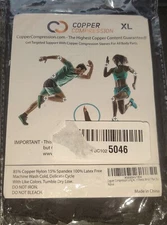 Copper Compression Long Arthritis Gloves - Black - Stretch Adult Size: XL