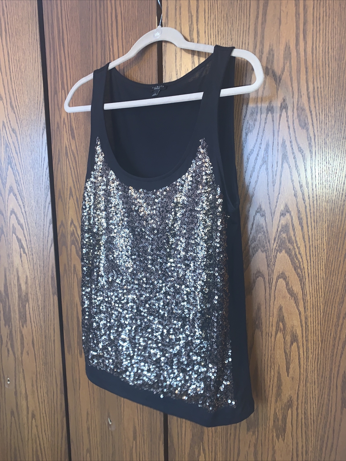 Talbots Sequined Front Tank Top Large EUC - image 3