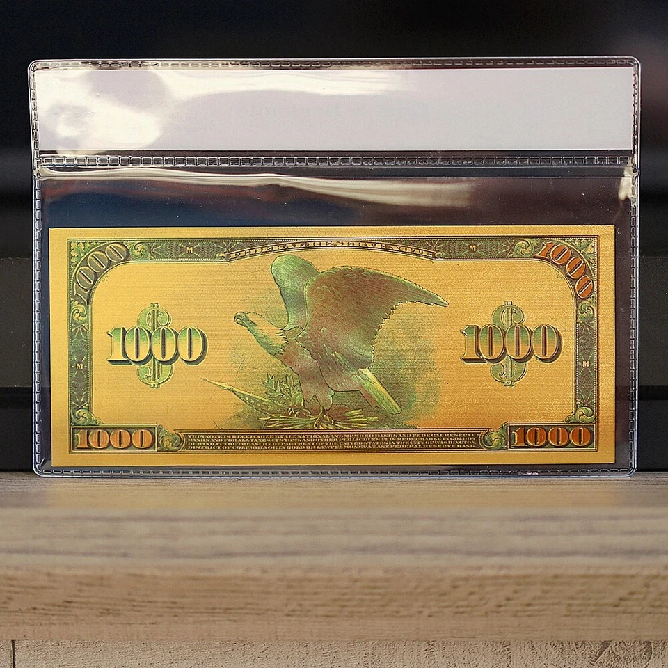 100mg 24K Gold 1918 $1000 Dollars Federal Reserve Note Large Banknote White COA - Image 2 of 2