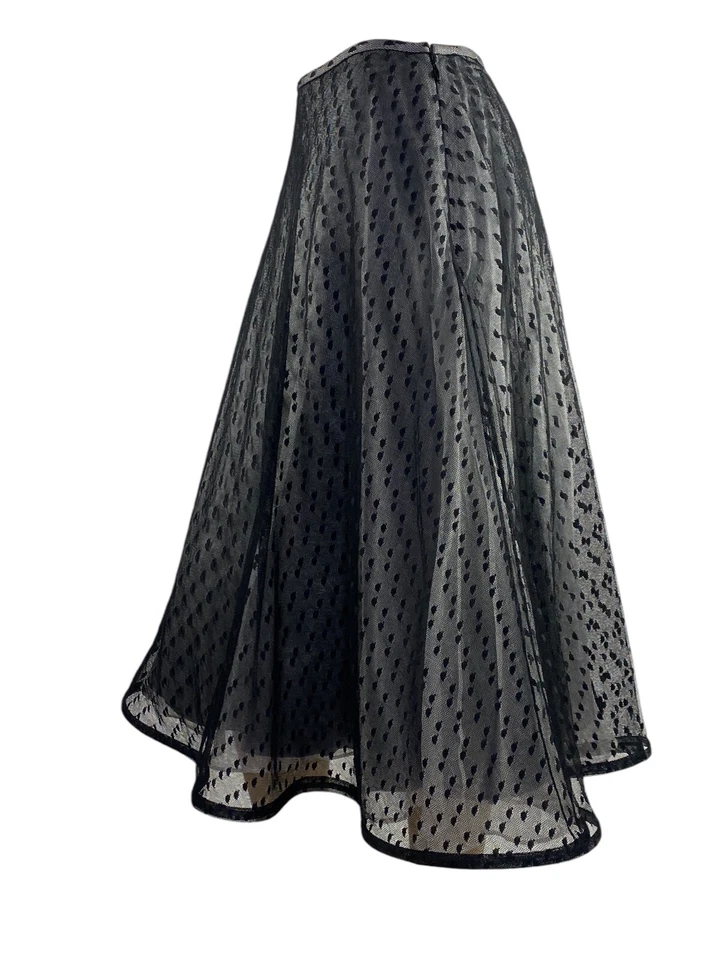 LAFAYETTE 148 NEW YORK Black Silk & Nylon Layered Flare  Skirt  Sz. 4 - Image 3 of 4