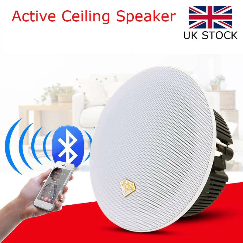 1x Active Ceiling Speaker Wireless Bluetooth Sound Home Bathroom
