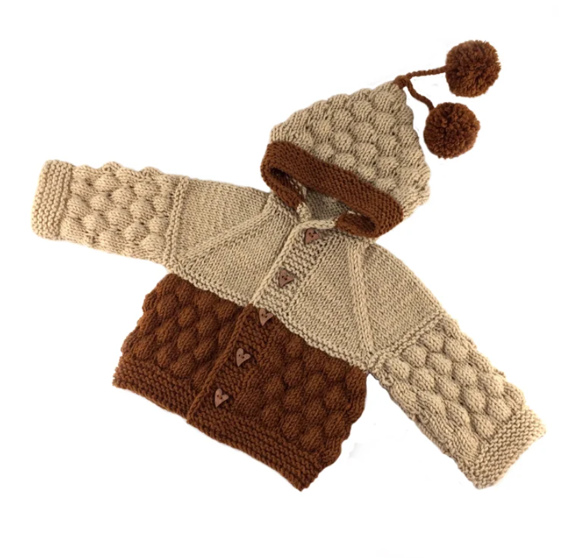 Alpaca wool hand knit baby sweater hooded Baby jumper Crochet cardigan