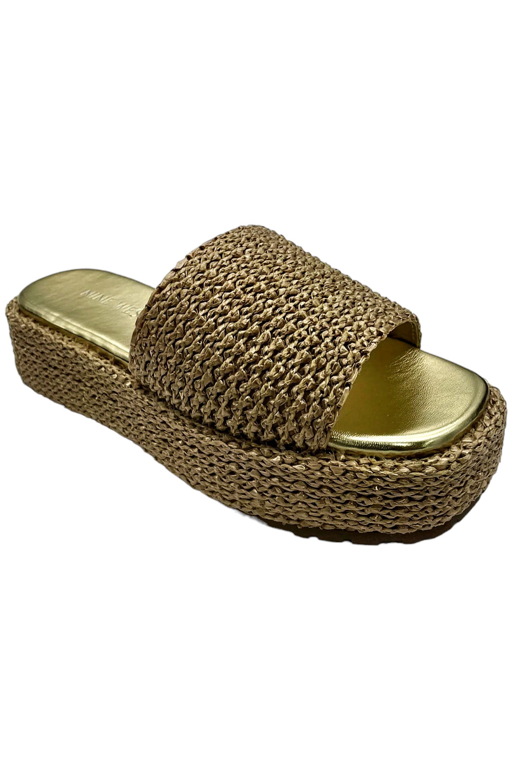 Повседневные сандалии-слипоны Nine West Keziah с квадратным носком золотистого цвета 6090₽